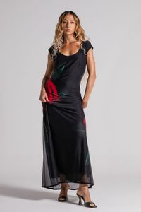 Vestido longo tule Rosa Vermelha