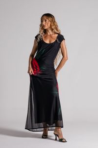Vestido longo tule Rosa Vermelha