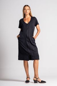 Vestido preto moletom com zíper