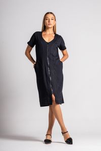 Vestido preto moletom com zíper