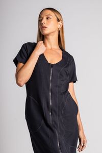 Vestido preto moletom com zíper