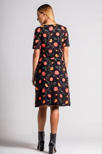 Vestido curto tule bordados flores laranja