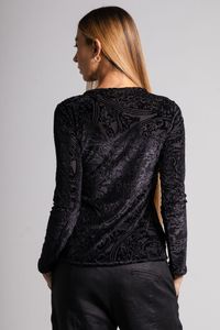 Blusa de tule preta manga longa devore