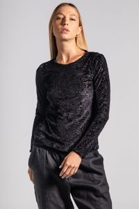Blusa de tule preta manga longa devore