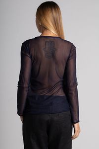 Blusa tule canelado azul