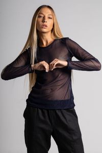 Blusa tule canelado azul