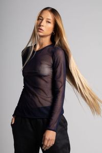 Blusa tule canelado azul