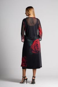 Kimono Longo tule Rosa Vermelha