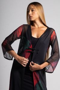 Kimono Longo tule Rosa Vermelha