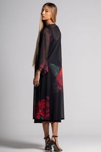Kimono Longo tule Rosa Vermelha