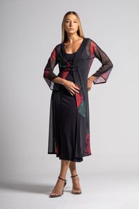 Kimono Longo tule Rosa Vermelha