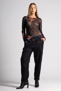 Blusa tule segunda pele manga longa Flor Estrelise