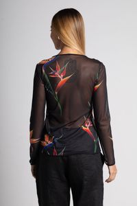Blusa tule segunda pele manga longa Flor Estrelise