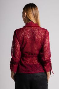 Blusa de renda vinho com passa fita