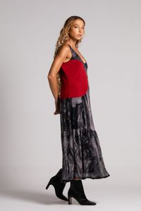Vestido longo de tule Tronco Bola Vermelha