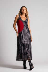Vestido longo de tule Tronco Bola Vermelha