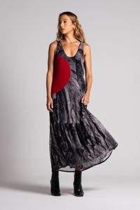 Vestido longo de tule Tronco Bola Vermelha