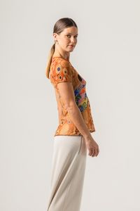 Blusa de Tule segunda pele Klimt Poa Orange