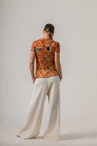 Blusa de Tule segunda pele Klimt Poa Orange