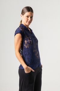 Blusa de renda Azul gola V