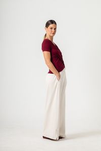 Blusa de Malha Vinho Decote Transpassado