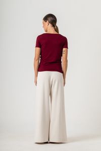 Blusa de Malha Vinho Decote Transpassado
