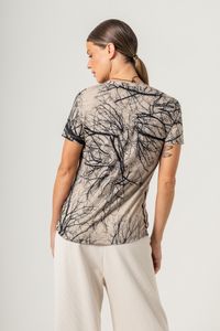 Blusa de Malha Baby look com bolso Galho Vari Escura