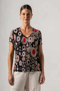 Blusa de Malha Baby look com bolso Klimt Moma Poa Black