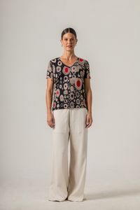 Blusa de Malha Baby look com bolso Klimt Moma Poa Black