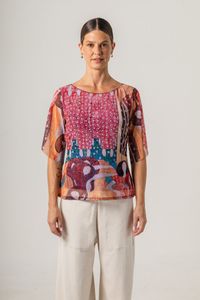 Blusa de tule decote Canoa Klimt Beethoven