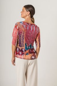 Blusa de tule decote Canoa Klimt Beethoven