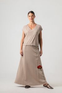 Blusa de Malha Canelada Areia