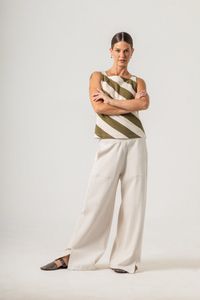 Blusa de Malha listrada com presponto