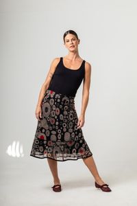Saia Midi de tule Klimt Moma Poa Black