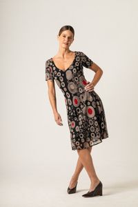 Vestido curto tule decote V Klimt Moma Poa