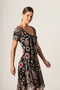 Vestido curto tule decote V Klimt Moma Poa