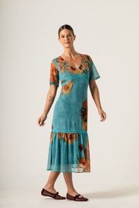 Vestido Midi de Tule Passa Fita Van Gogh Sunflowers