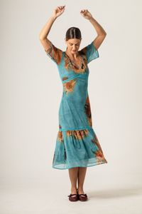 Vestido Midi de Tule Passa Fita Van Gogh Sunflowers
