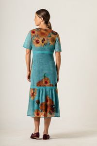 Vestido Midi de Tule Passa Fita Van Gogh Sunflowers