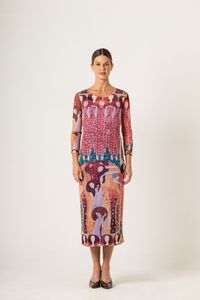 Vestido Midi de Tule Manga Longa Klimt Beethoven
