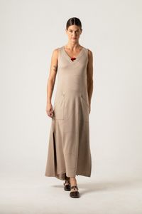 Vestido Longo Off White com colar Vermelho