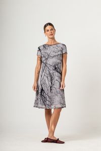 Vestido curto de tule Gota Costas Galho Vari Escura
