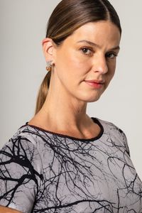 Vestido curto de tule Gota Costas Galho Vari Escura