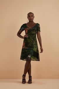 Vestido Tule Decote V Frente C/ Detalhe Nas Costas