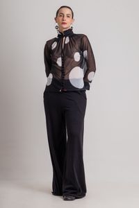 Camisa Tule Frufru Oval Invertido P&B  