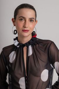 Camisa Tule Frufru Oval Invertido P&B  