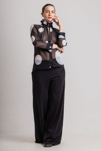 Camisa Tule Frufru Oval Invertido P&B  