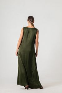 Vestido Longo de Cetim Verde