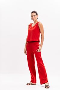 Blusa de Malha Laranja com Ilhós Laterais e Botões