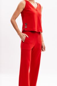 Blusa de Malha Laranja com Ilhós Laterais e Botões